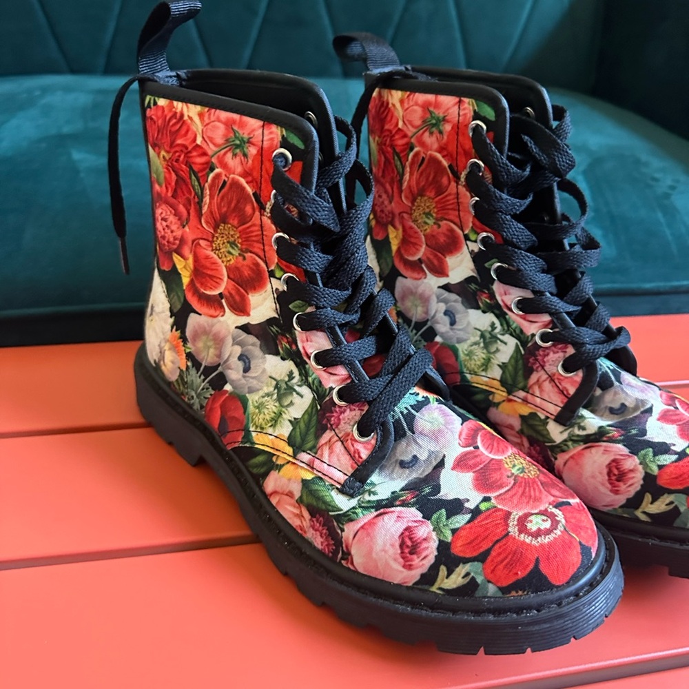 Floral Combat Boots